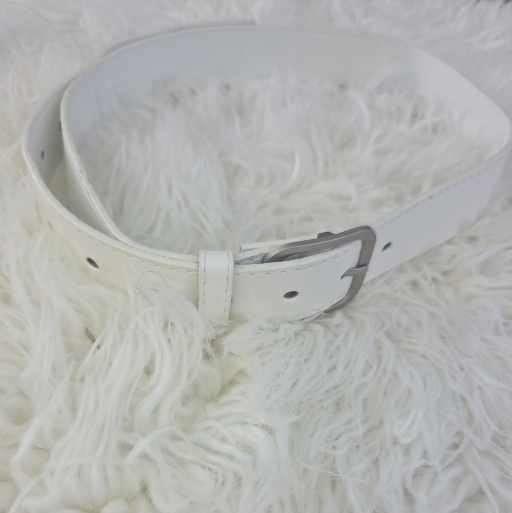 Warners Silver White Leather Belt Classic Parade Style 38-48